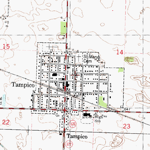 Topographic Map of Saint Marys Church, IL