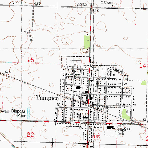 Topographic Map of Tampico Baptist Church, IL