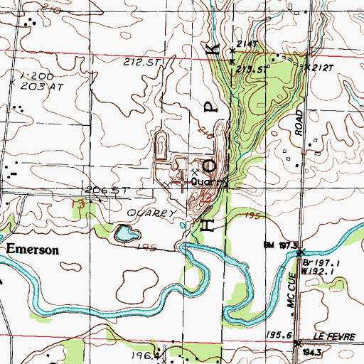 Topographic Map of Emerson Quarry, IL