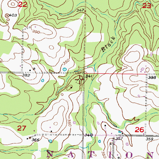 Topographic Map of Philadelphia Cemetery, OK