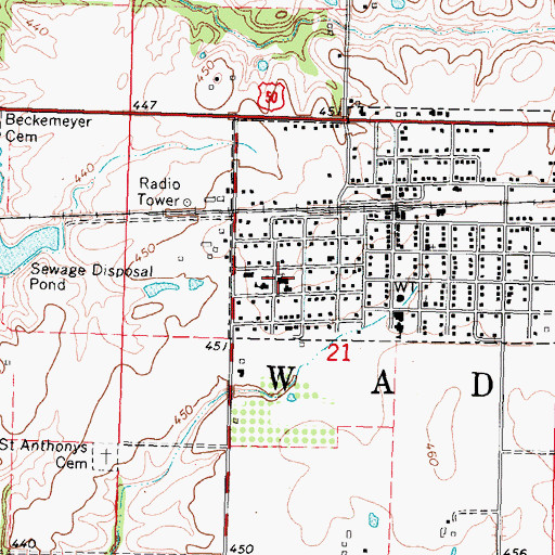 Topographic Map of Saint Anthonys Catholic Church, IL