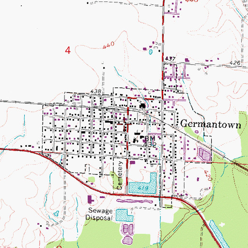 Topographic Map of Germantown Post Office, IL