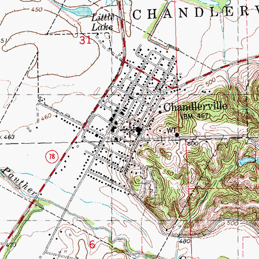 Topographic Map of Salem Lutheran Church, IL