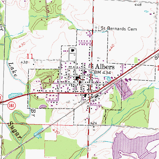 Topographic Map of Saint Bernards Church, IL