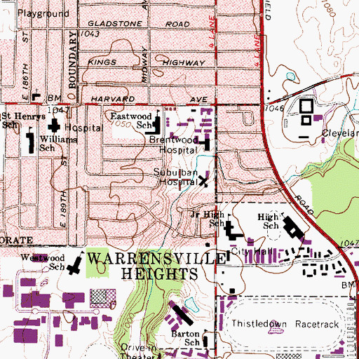 Topographic Map of Suburban Hospital, OH