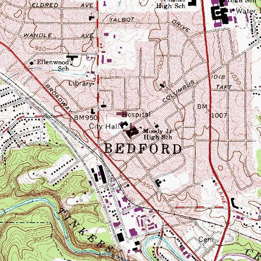 Topographic Map of Moody Junior High School, OH