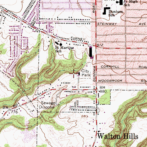 Topographic Map of Dunham Park, OH