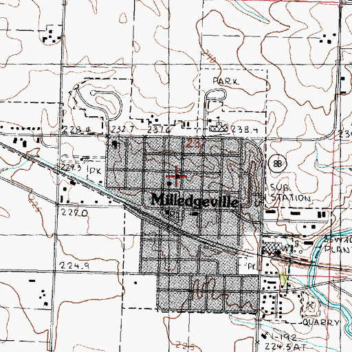 Topographic Map of Milledgeville Brethren Church, IL
