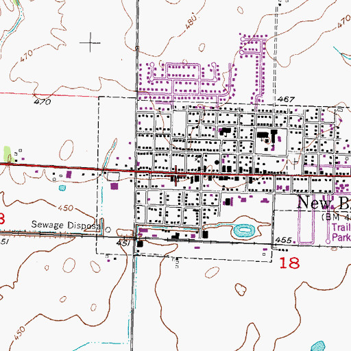 Topographic Map of New Baden United Methodist Church, IL