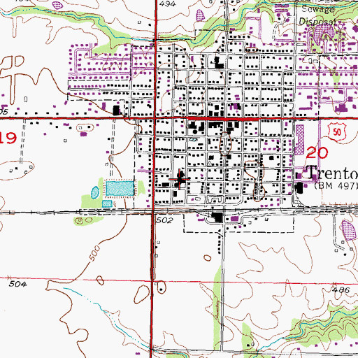 Topographic Map of Saint Marys Church, IL