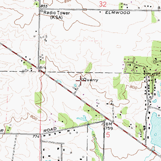 Topographic Map of Cooling Quarry, IL