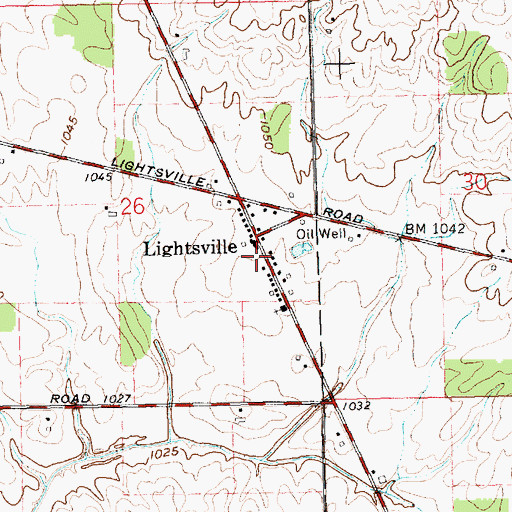 Topographic Map of Lightsville Post Office (historical), OH