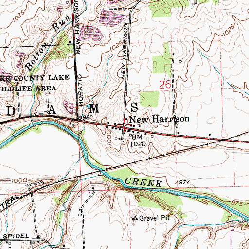 Topographic Map of New Harrison Post Office (historical), OH