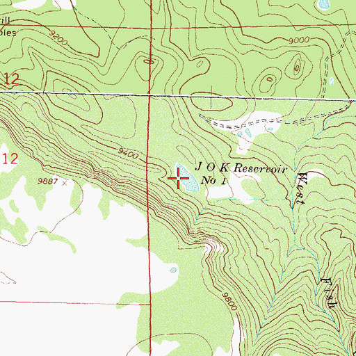 Topographic Map of J O K Reservoir Number One, CO