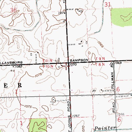 Topographic Map of Sampson Post Office (historical), OH