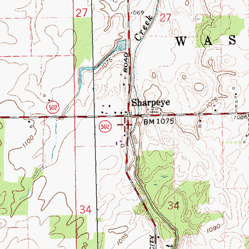 Topographic Map of Sharpeye Post Office (historical), OH