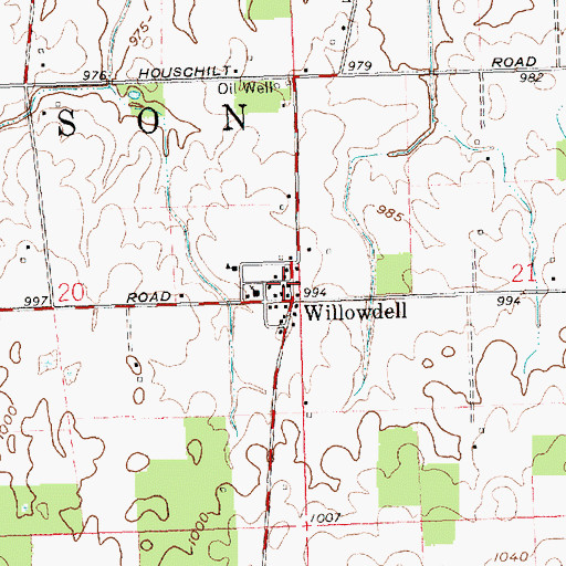 Topographic Map of Willowdell Post Office (historical), OH