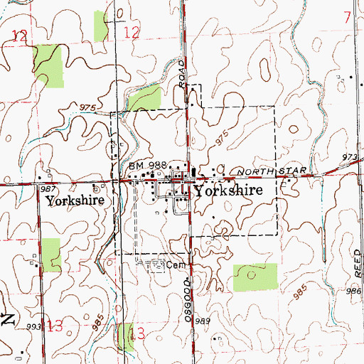 Topographic Map of Yorkshire Post Office (historical), OH