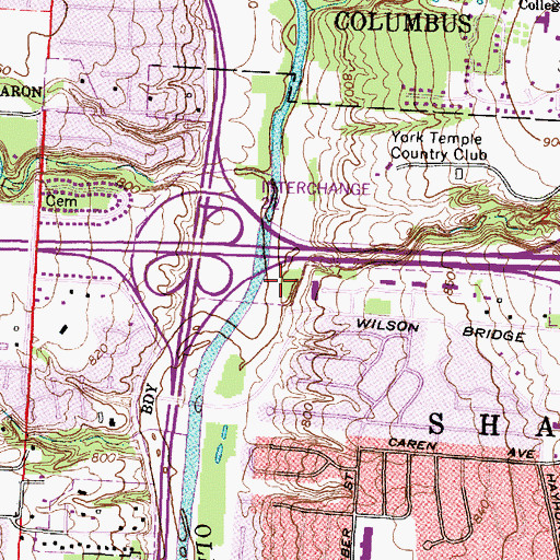 Topographic Map of Olentangy River State Wildlife Access Area, OH