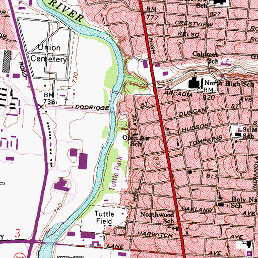 Topographic Map of Open Air School, OH