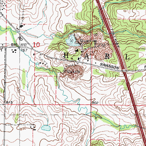 Topographic Map of Roscoe Quarry, IL