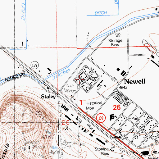 Topographic Map of Tule Lake Relocation Center (historical), CA
