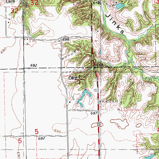 Topographic Map of Cumberland Presbyterian Cemetery, IL