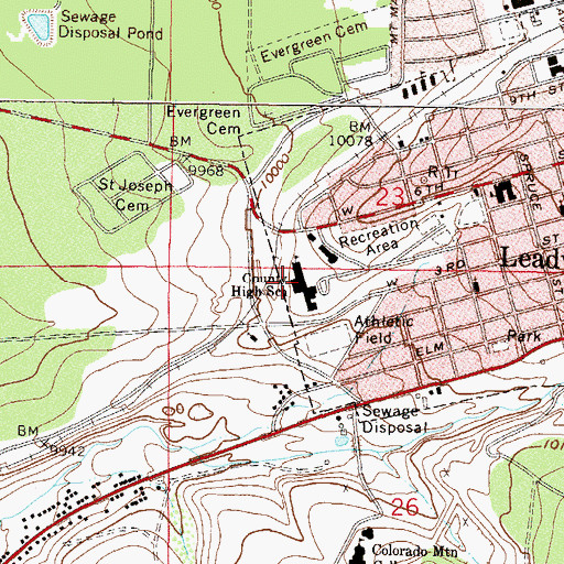 Topographic Map of Lake County High School, CO