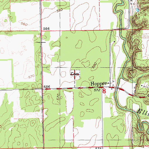 Topographic Map of Hopper Cemetery, IL