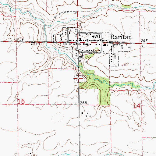 Topographic Map of Raritan Cemetery, IL
