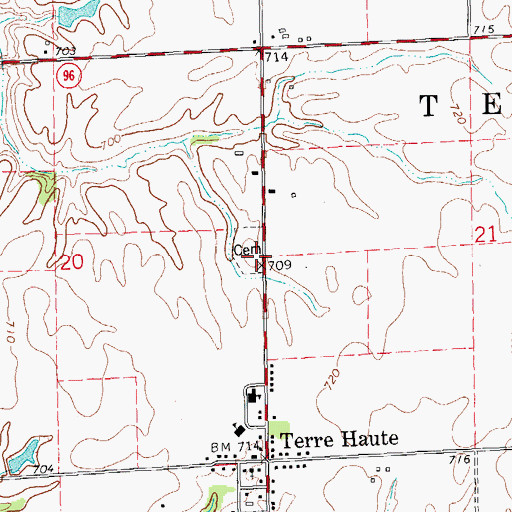 Topographic Map of Terre Haute Cemetery, IL