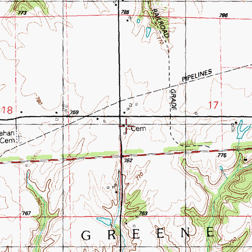 Topographic Map of Graham Cemetery, IL