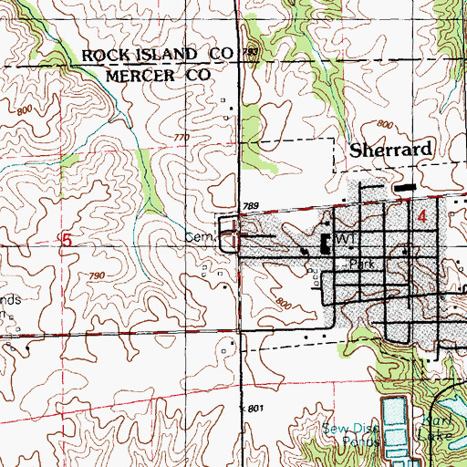Topographic Map of Quaker Cemetery, IL