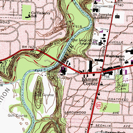 Topographic Map of Ford Hospital, OH