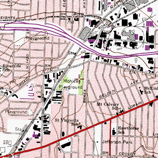 Topographic Map of Mohican Playground, OH