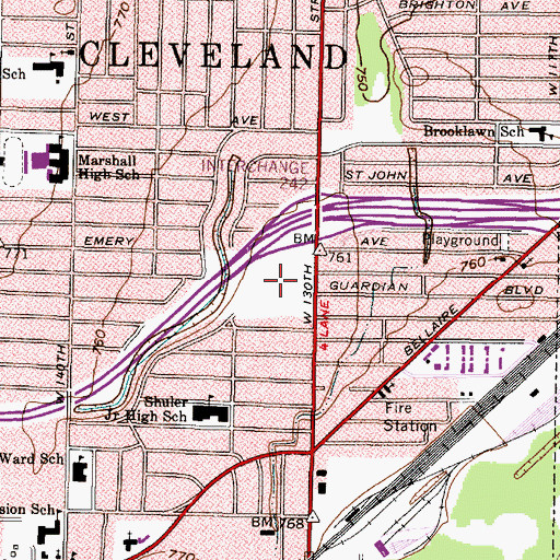 Topographic Map of Emery Park, OH