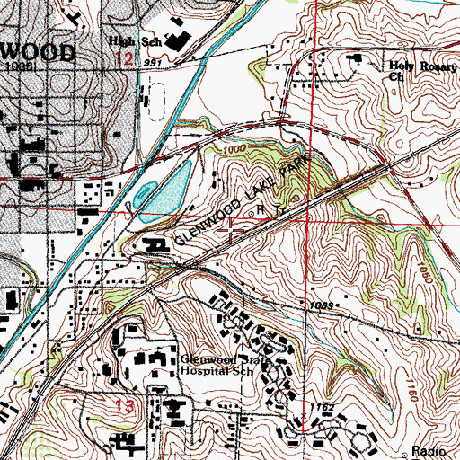Topographic Map of Mills County Museum, IA