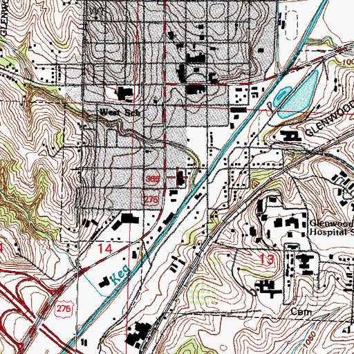 Topographic Map of Jennie Edmundson Physical Therapy Center, IA