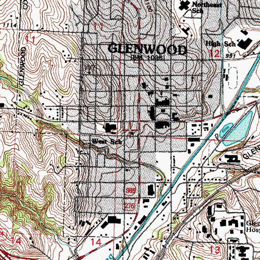 Topographic Map of Glenwood Evangelical Free Church, IA