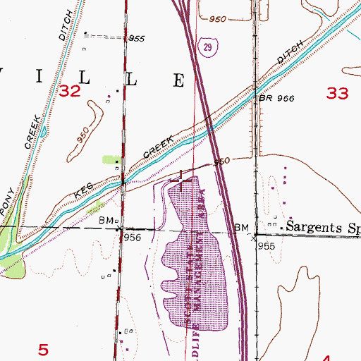 Topographic Map of Keg Lake Wildlife Management Area, IA