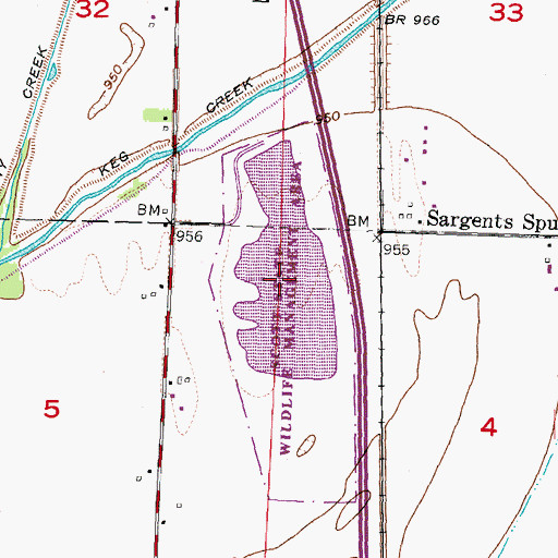 Topographic Map of Keg Creek Lake, IA