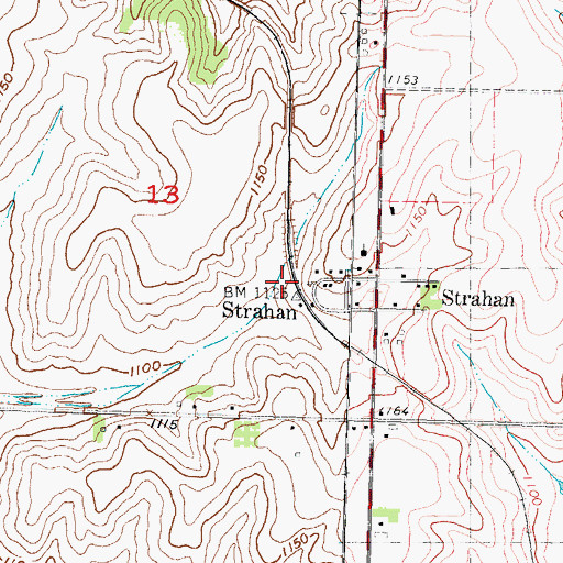 Topographic Map of Strahan (historical), IA