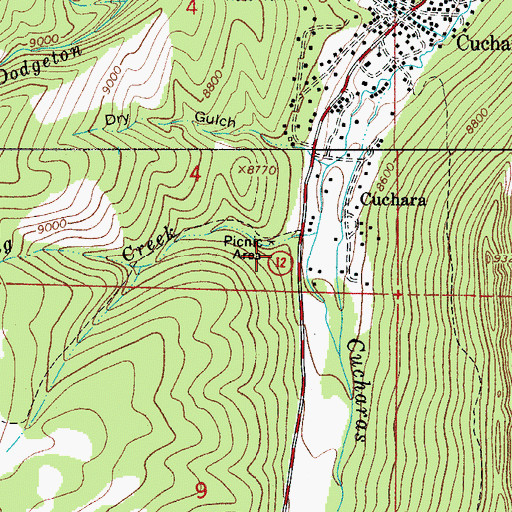 Topographic Map of Spring Creek Picnic Ground, CO