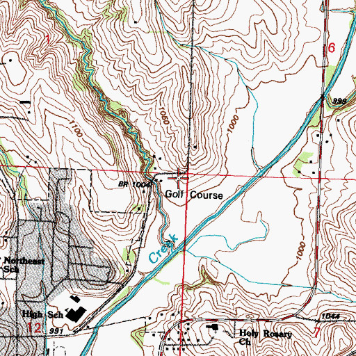 Topographic Map of Glenwood Golf Course, IA