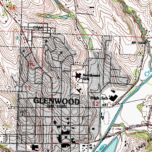 Topographic Map of Northeast Elementary School, IA