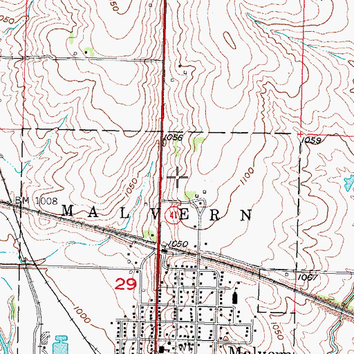 Topographic Map of East Mills High School, IA