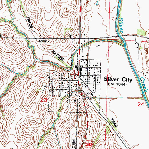 Topographic Map of Silver City (historical), IA