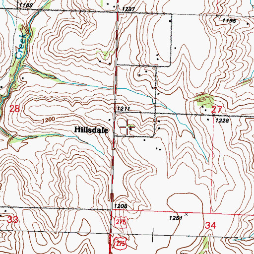 Topographic Map of Hillsdale United Methodist Church, IA