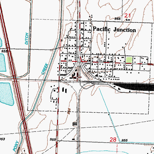 Topographic Map of Pacific Junction, IA