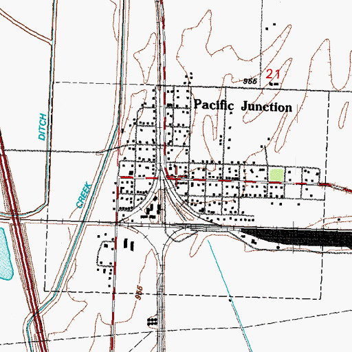 Topographic Map of Pacific Junction Post Office, IA